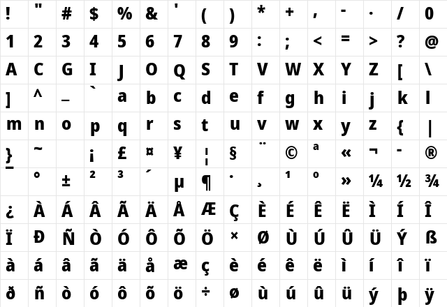 NotoSansDisplay NF Regular Character Map