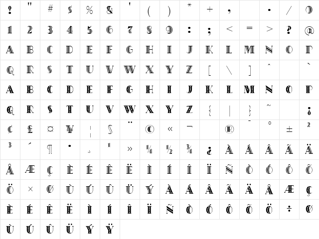 OakParksTripped Regular Character Map OakParksTripped Regular Character Map