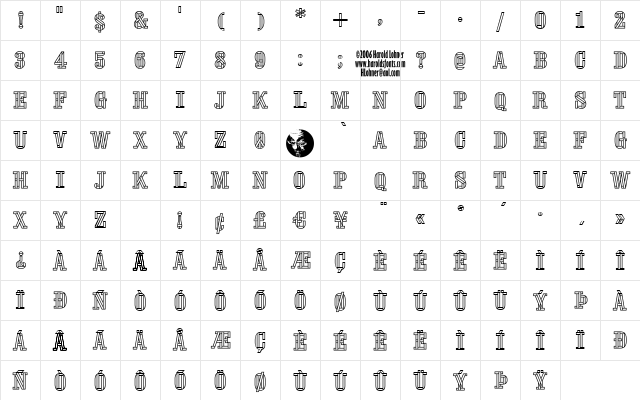 Oaktag Outline Regular Character Map