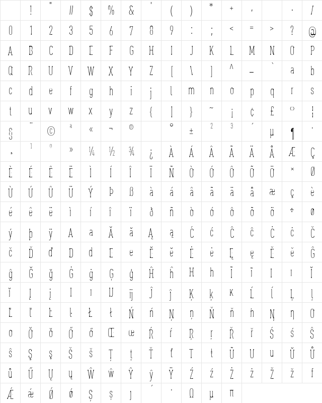 Oaxaqueall Tall Condensed Character Map Oaxaqueall Tall Condensed Character Map