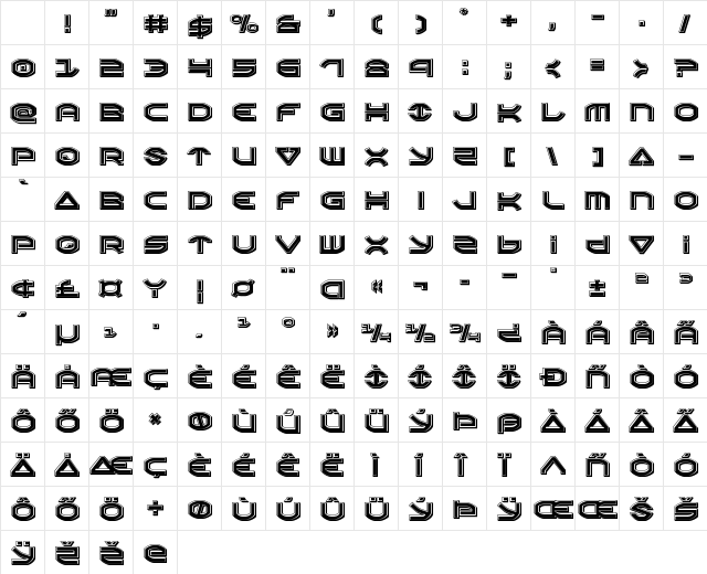 Oberon Bevel Regular Character Map