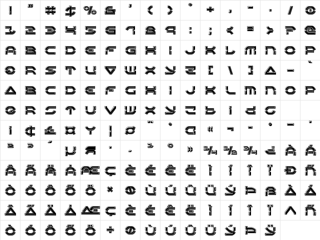 Oberon Deux Bevel Regular Character Map