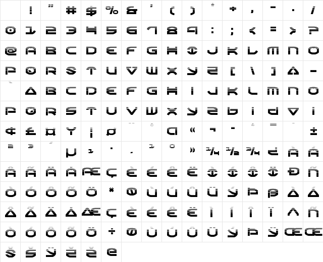 Oberon Halftone Regular Character Map Oberon Halftone Regular Character Map
