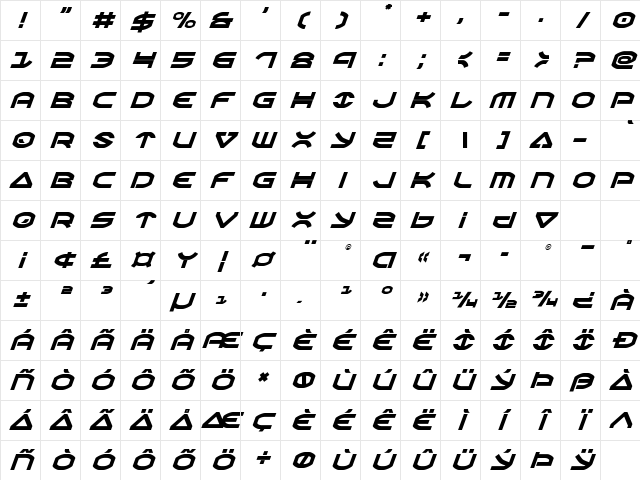 Oberon Italic Italic Character Map Oberon Italic Italic Character Map