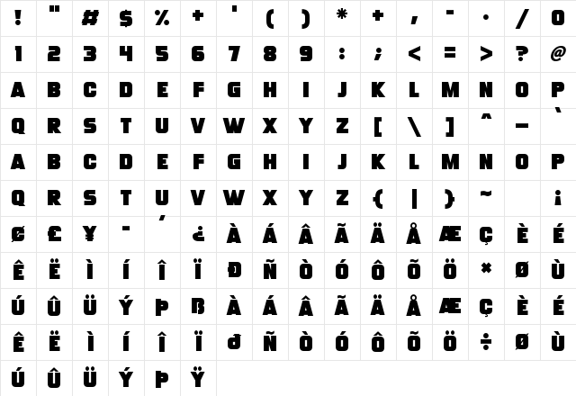 Monster Bites Regular Character Map