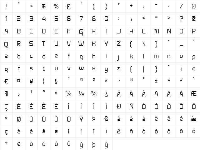 Aunchanted Bold Regular Character Map