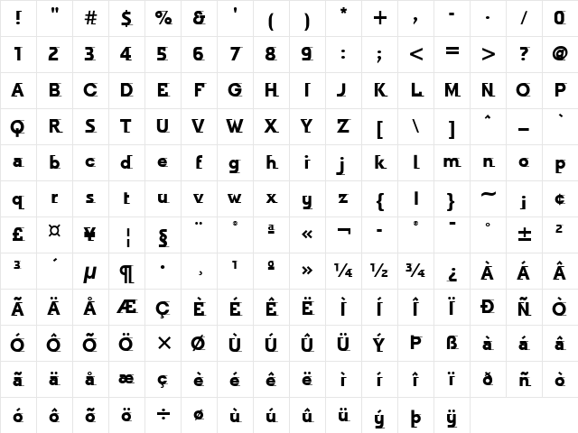 Odyssee ITC Bold Character Map