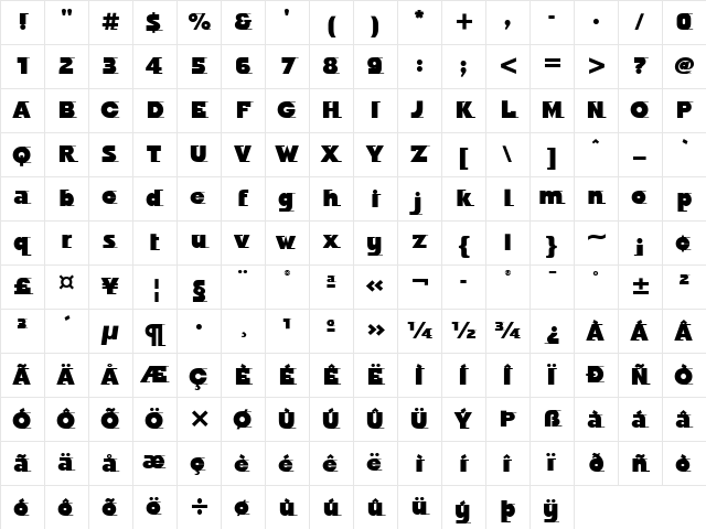Odyssee ITC Ultra Character Map