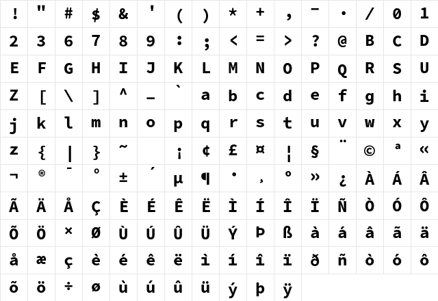 Office Code Pro Bold Character Map