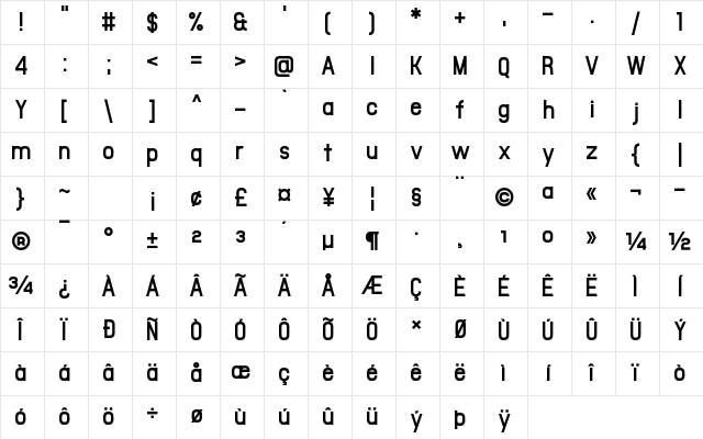Office Square Regular Character Map