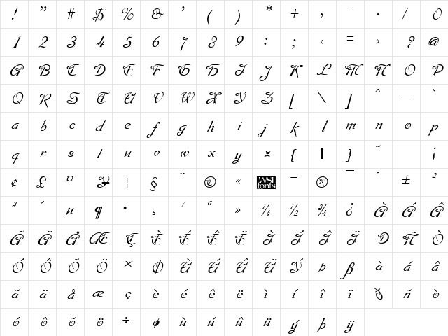Montague Regular Character Map Montague Regular Character Map