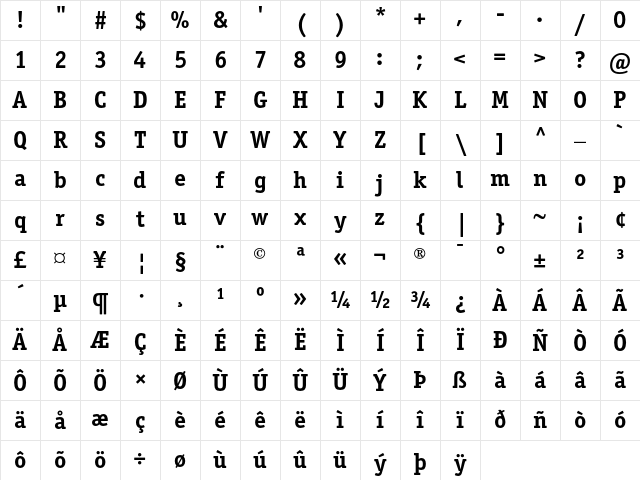 ITC Officina Serif Bold Character Map ITC Officina Serif Bold Character Map