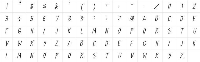 OhMaria Italic Character Map