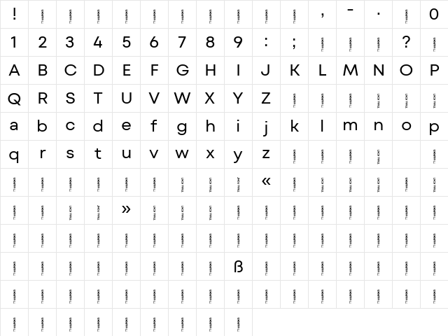 Mont Blanc-Trial Regular Character Map Mont Blanc-Trial Regular Character Map