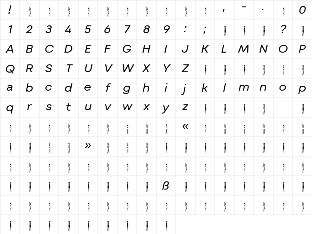 Mont Blanc-Trial Italic Character Map Mont Blanc-Trial Italic Character Map