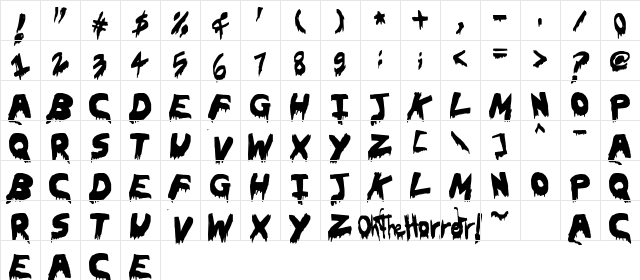 OhTheHorror Regular Character Map