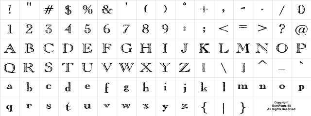 Old Copperfield Regular Character Map