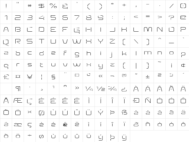 Aunchanted Thin Expanded Regular Character Map Aunchanted Thin Expanded Regular Character Map