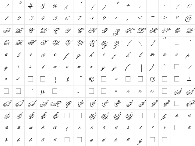 Old Script Regular Character Map Old Script Regular Character Map