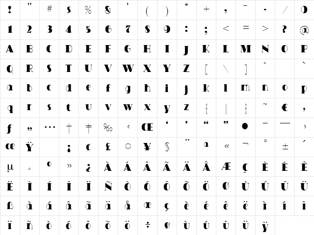 Monterey Regular Character Map