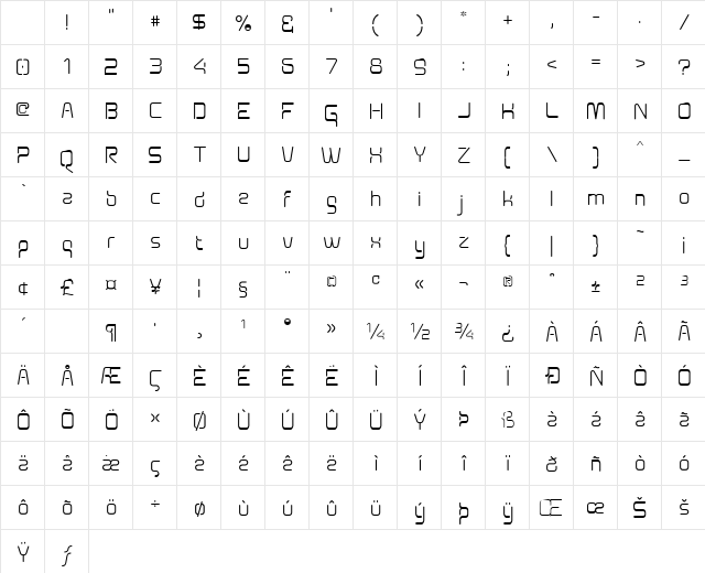 Aunchanted Regular Character Map