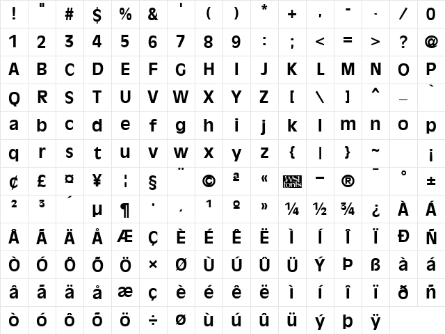 OliviaAntique Bold Character Map