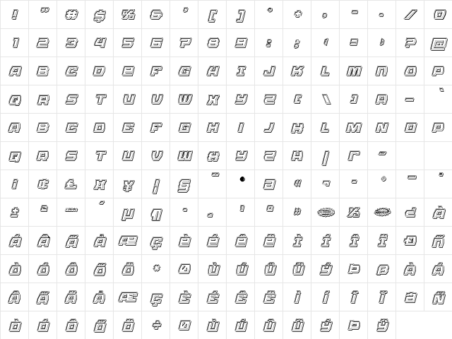 Olympic Carrier Engraved Italic Italic Character Map