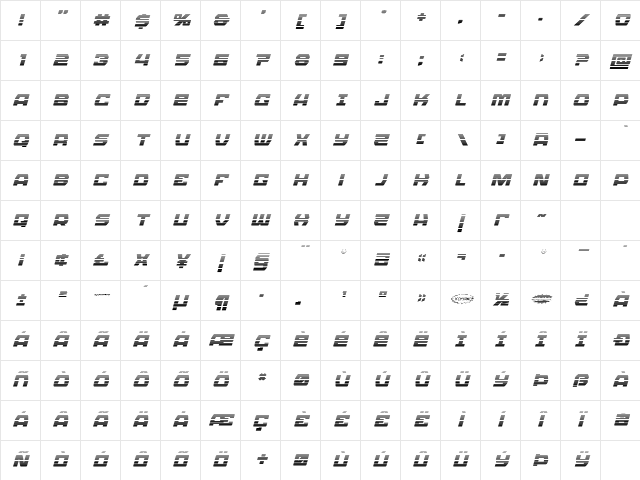 Olympic Carrier Gradient Italic Italic Character Map