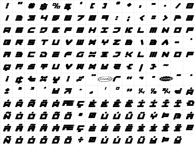 Omega-3 Expanded Italic Expanded Italic Character Map