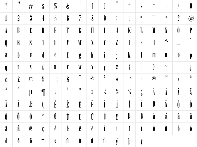 Onyx Regular Character Map Onyx Regular Character Map
