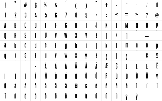 OPBinderStyle Regular Character Map