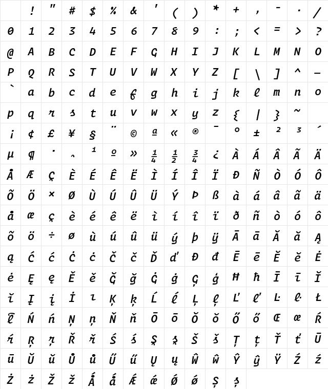 Operator Mono Medium Italic Character Map Operator Mono Medium Italic Character Map