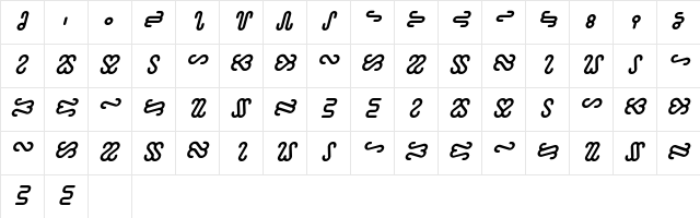 Ophidian Bold Italic Character Map