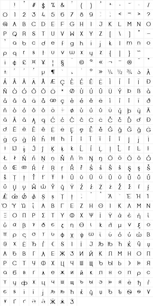 Opificio Neue Regular Character Map Opificio Neue Regular Character Map