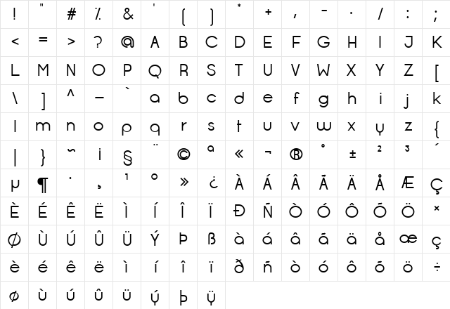 Opificio Regular Character Map