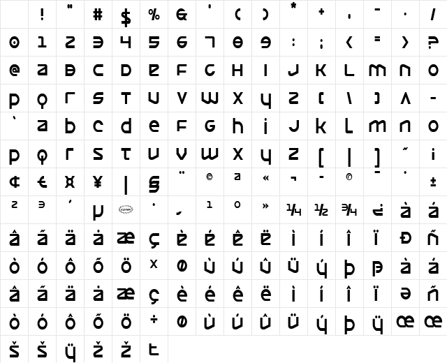 Opilio Condensed Character Map Opilio Condensed Character Map
