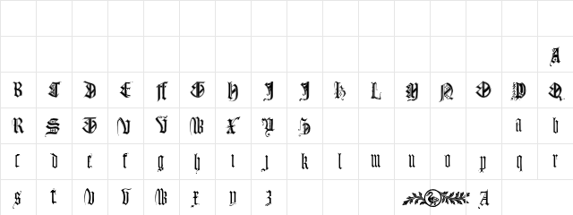 Monumental Gothic Demo Regular Character Map
