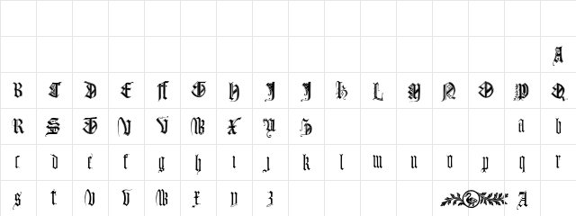 Monumental Gothic Regular Character Map