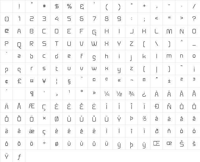AunchantedXspace Regular Character Map