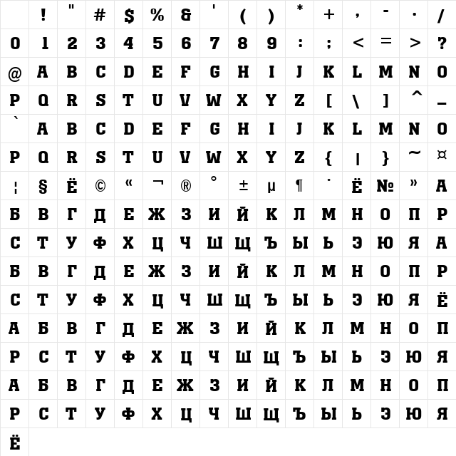 a_MonumentoTitul Bold Character Map a_MonumentoTitul Bold Character Map