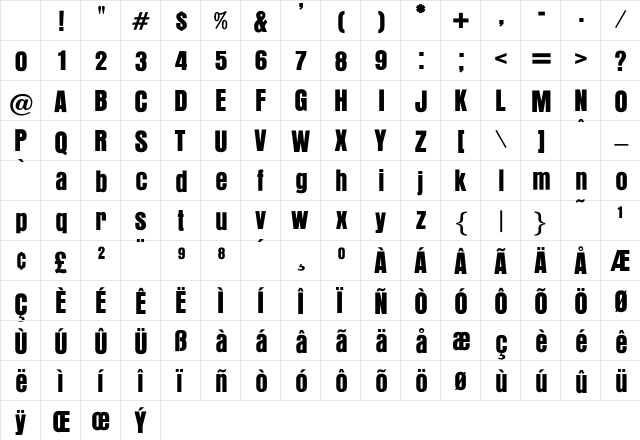 OPTIAurora Bold Character Map OPTIAurora Bold Character Map