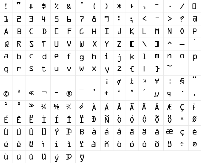 Optical C Normal Character Map