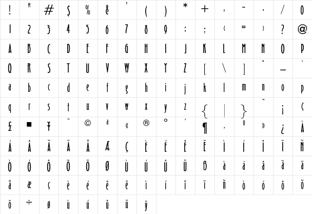OPTICarling Light Character Map OPTICarling Light Character Map