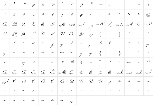 OPTICarmella HandScript Character Map
