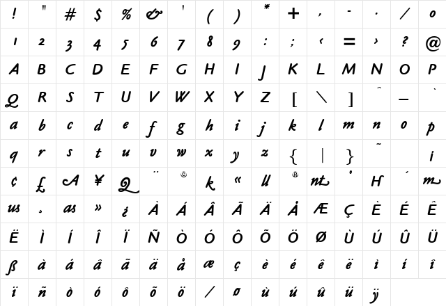 OPTICookeSans Bold Character Map OPTICookeSans Bold Character Map