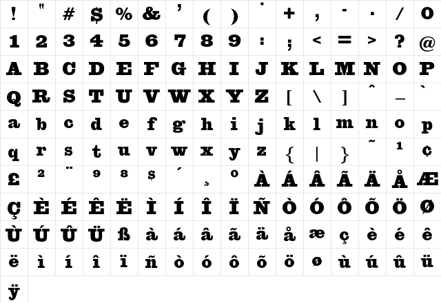 OPTIEgiziano Normal Character Map