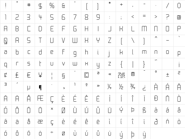 Moondog Zero Regular Character Map