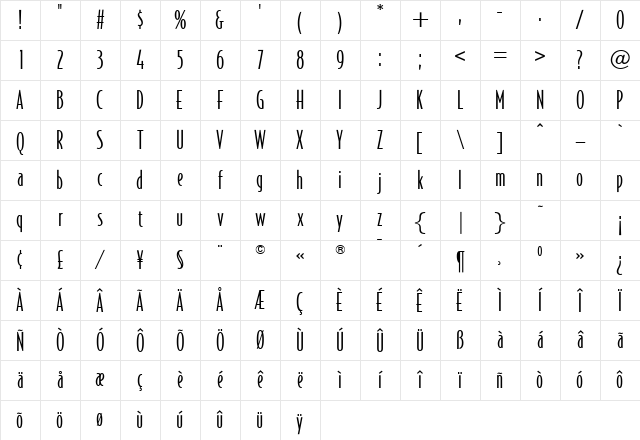 OPTIJake Medium Character Map OPTIJake Medium Character Map