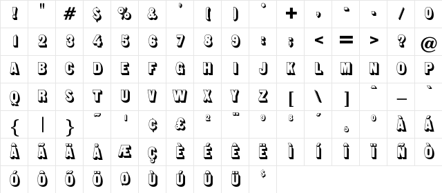 OPTISansSerif-Shaded Regular Character Map