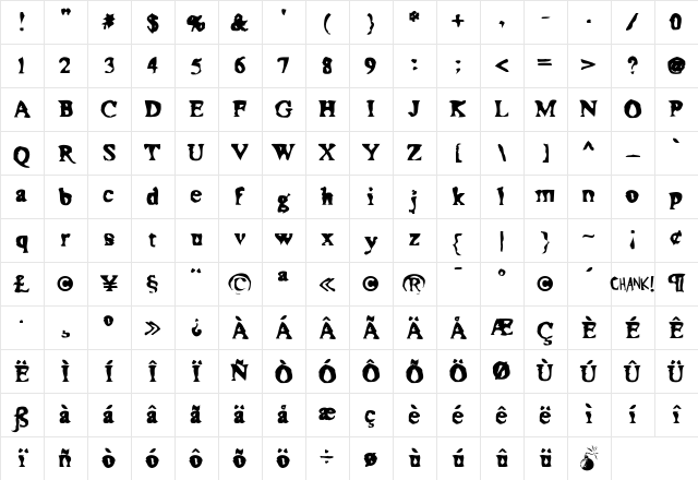 Moonshine Regular Character Map Moonshine Regular Character Map